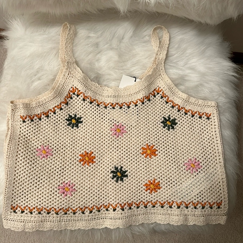 NWT‼️ Zara IVORY crochet top sz 13/14